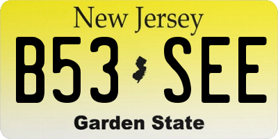 NJ license plate B53SEE