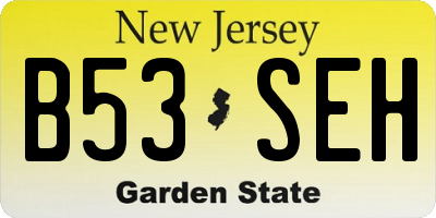 NJ license plate B53SEH