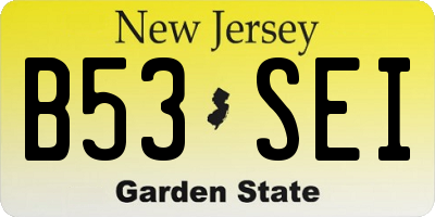 NJ license plate B53SEI
