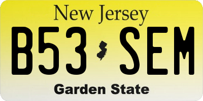 NJ license plate B53SEM