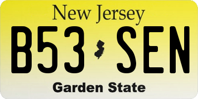 NJ license plate B53SEN