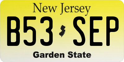 NJ license plate B53SEP