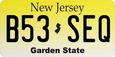 NJ license plate B53SEQ