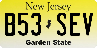 NJ license plate B53SEV