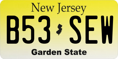 NJ license plate B53SEW