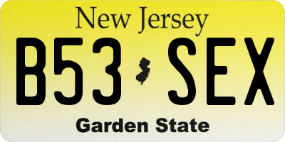 NJ license plate B53SEX