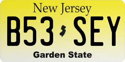NJ license plate B53SEY