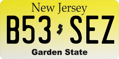 NJ license plate B53SEZ