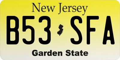 NJ license plate B53SFA