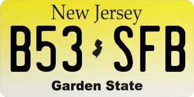 NJ license plate B53SFB