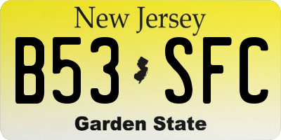 NJ license plate B53SFC