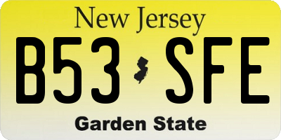 NJ license plate B53SFE