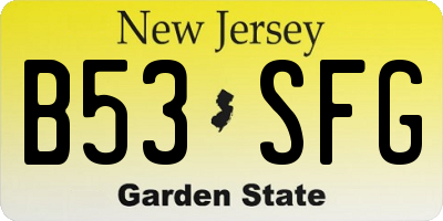 NJ license plate B53SFG