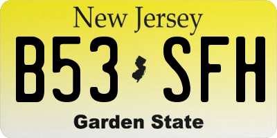NJ license plate B53SFH