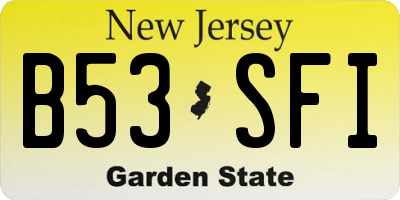 NJ license plate B53SFI