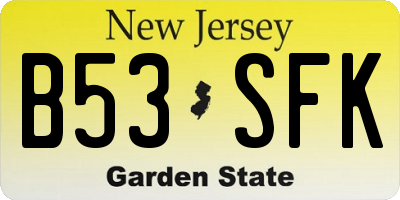 NJ license plate B53SFK