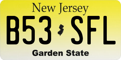 NJ license plate B53SFL