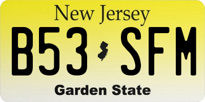 NJ license plate B53SFM