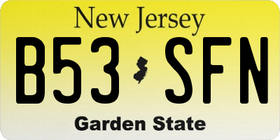 NJ license plate B53SFN