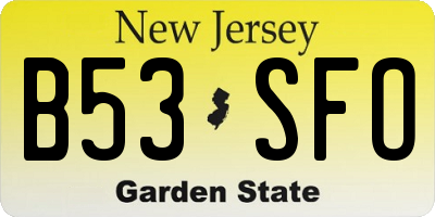 NJ license plate B53SFO