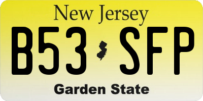 NJ license plate B53SFP