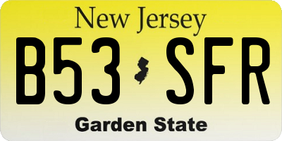 NJ license plate B53SFR