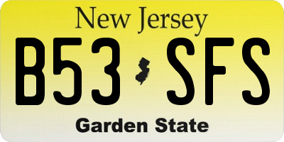 NJ license plate B53SFS