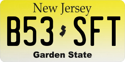 NJ license plate B53SFT