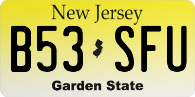 NJ license plate B53SFU