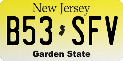 NJ license plate B53SFV
