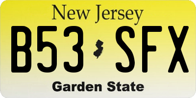 NJ license plate B53SFX