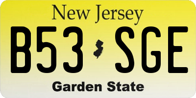 NJ license plate B53SGE