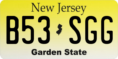 NJ license plate B53SGG