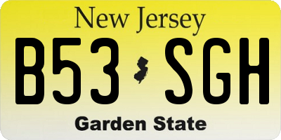 NJ license plate B53SGH