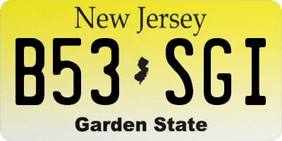 NJ license plate B53SGI