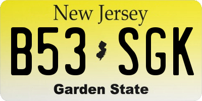 NJ license plate B53SGK