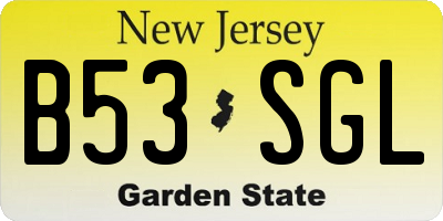 NJ license plate B53SGL