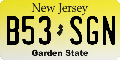 NJ license plate B53SGN