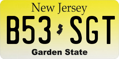 NJ license plate B53SGT
