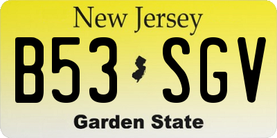 NJ license plate B53SGV