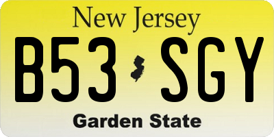 NJ license plate B53SGY