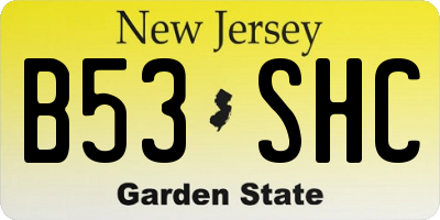 NJ license plate B53SHC