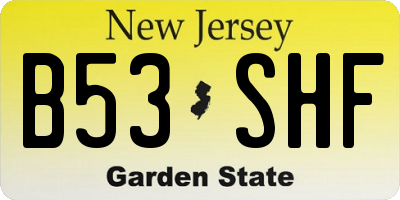 NJ license plate B53SHF