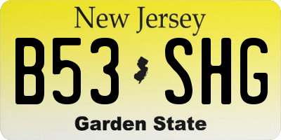 NJ license plate B53SHG