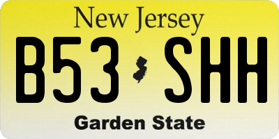 NJ license plate B53SHH