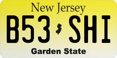 NJ license plate B53SHI