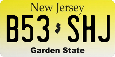 NJ license plate B53SHJ