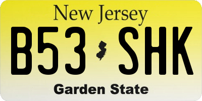 NJ license plate B53SHK