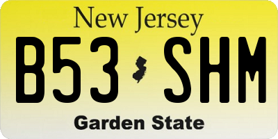 NJ license plate B53SHM