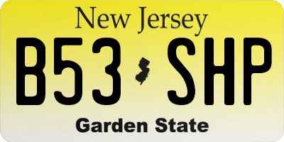 NJ license plate B53SHP